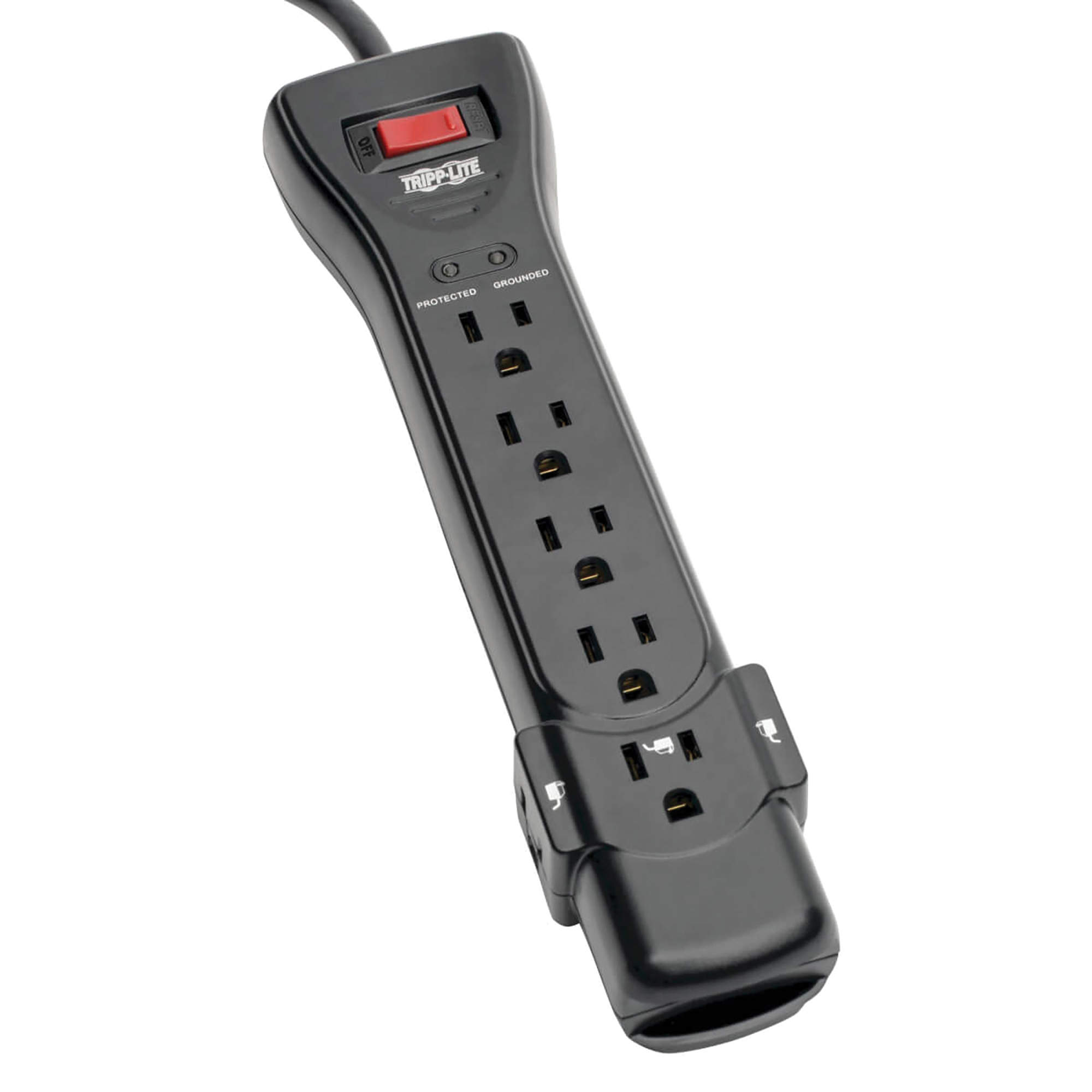 Tripp Lite Protect It!®, 7-Outlet Surge Protector Power Strip, Cord Length 25 ft, Cable Gauge 14 Amps 15 Model# SUPER725B